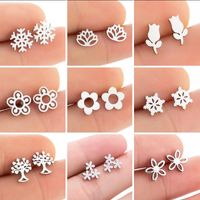 Fashion Snowflake Stainless Steel Plating Ear Studs 1 Pair main image 6