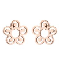 1 Pair Simple Style Heart Shape Flower Titanium Steel Ear Studs sku image 17