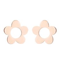 1 Pair Simple Style Heart Shape Flower Titanium Steel Ear Studs sku image 20