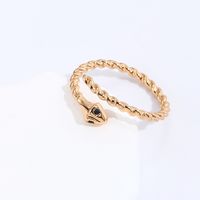 Simple Style Snake Copper Gold Plated Zircon Open Ring 1 Piece main image 3