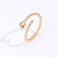 Simple Style Snake Copper Gold Plated Zircon Open Ring 1 Piece main image 4
