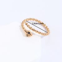Simple Style Snake Copper Gold Plated Zircon Open Ring 1 Piece main image 2