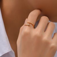 Simple Style Snake Copper Gold Plated Zircon Open Ring 1 Piece main image 1