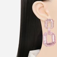 Pendientes Colgantes Cuadrados De Aleación De Diamantes De Imitación Para Mujer 1 Par main image 5