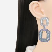 Fashion Square Alloy Rhinestones Women's Drop Earrings 1 Pair main image 4