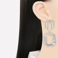 Pendientes Colgantes Cuadrados De Aleación De Diamantes De Imitación Para Mujer 1 Par main image 3