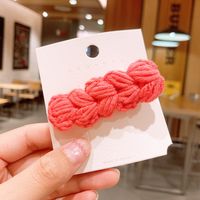 New Cute Duckbill Clip Knitted Hair Clip Candy Color Wool Hair Accessories Wholesale sku image 1