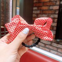 Korean Side Clip Girl Sweet Hair Accessories Red Plaid Bow Hairpin Wholesale Nihaojewelry sku image 1