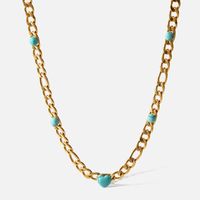 Elegant Geometric Stainless Steel Gold Plated Natural Stone Necklace 1 Piece sku image 1