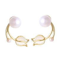 1 Paire Mode Fleur Incruster Alliage Perles Artificielles Opale Boucles D'oreilles main image 2