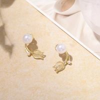 1 Paar Mode Blume Inlay Legierung Künstliche Perlen Opal Ohrstecker main image 3