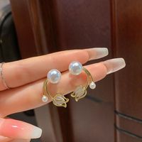 1 Pair Fashion Flower Inlay Alloy Artificial Pearls Opal Ear Studs main image 6