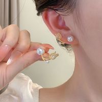 1 Pair Fashion Flower Inlay Alloy Artificial Pearls Opal Ear Studs main image 1