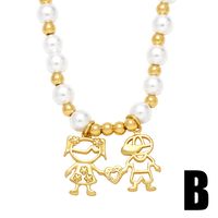 Fashion Cartoon Character Butterfly Copper Beaded Gold Plated Artificial Pearls Zircon Pendant Necklace 1 Piece main image 4