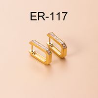 Vintage Style Cross Stainless Steel Gold Plated Zircon Hoop Earrings 1 Pair sku image 9