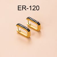 Vintage Style Cross Stainless Steel Gold Plated Zircon Hoop Earrings 1 Pair sku image 10