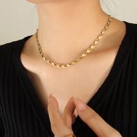 Pulsera De Collar De Cadena De Oro 18k Chapado En Acero Titanio Europeo Y Americano sku image 4