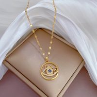 Ethnic Style Eye Titanium Steel Copper Plating Hollow Out Inlay Zircon Pendant Necklace sku image 1