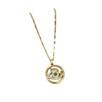 Ethnic Style Eye Titanium Steel Copper Plating Hollow Out Inlay Zircon Pendant Necklace main image 4