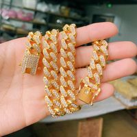 Hip-hop Solid Color Alloy Inlay Artificial Diamond Unisex Bracelets Necklace 1 Piece sku image 1