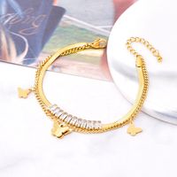 Fashion Butterfly Titanium Steel Gold Plated Rhinestones Bracelets 1 Piece main image 6