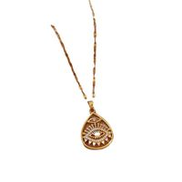 Ethnic Style Water Droplets Eye Titanium Steel Copper Plating Hollow Out Inlay Zircon Pendant Necklace main image 3