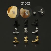 Fashion Animal Bear Stainless Steel Plating Ear Studs 1 Piece sku image 1