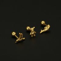 Fashion Animal Bear Stainless Steel Plating Ear Studs 1 Piece main image 1