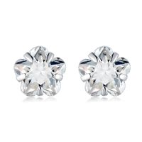 Simple Style Star Heart Shape Flower Silver Inlay Zircon Ear Studs 1 Pair sku image 8