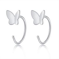 Simple Style Four Leaf Clover Heart Shape Butterfly Silver Ear Studs 1 Pair sku image 8