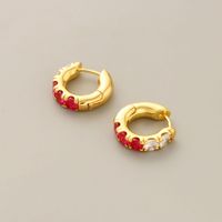 Fashion Geometric Copper Gold Plated Zircon Hoop Earrings 1 Pair main image 5