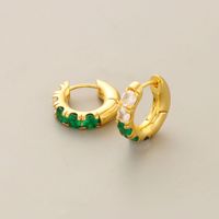 Fashion Geometric Copper Gold Plated Zircon Hoop Earrings 1 Pair main image 4