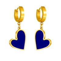 Simple Style Heart Shape Titanium Steel Plating Inlay Shell Drop Earrings 1 Pair sku image 4