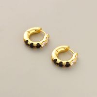 Fashion Geometric Copper Gold Plated Zircon Hoop Earrings 1 Pair main image 3