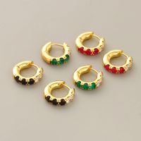Fashion Geometric Copper Gold Plated Zircon Hoop Earrings 1 Pair main image 1