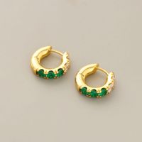 Fashion Geometric Copper Gold Plated Zircon Hoop Earrings 1 Pair sku image 1