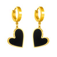 Simple Style Heart Shape Titanium Steel Plating Inlay Shell Drop Earrings 1 Pair main image 4