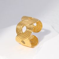 Fashion Waves Stainless Steel Criss Cross Open Ring main image 3