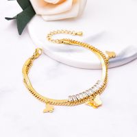 Fashion Butterfly Titanium Steel Gold Plated Rhinestones Bracelets 1 Piece main image 3