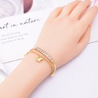 Fashion Butterfly Titanium Steel Gold Plated Rhinestones Bracelets 1 Piece main image 2