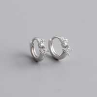 Fashion Round Sterling Silver Plating Rhinestones Earrings 1 Pair sku image 1