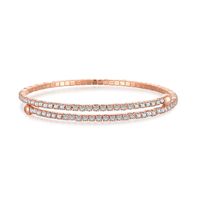 Fashion Geometric Sterling Silver Inlay Zircon Bangle 1 Piece sku image 2