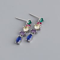 Elegant Geometric Sterling Silver Plating Zircon Drop Earrings 1 Pair sku image 2