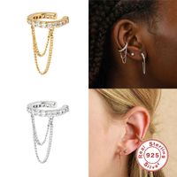 Simple Style Solid Color Silver Plating Chain Inlay Zircon Ear Clips 1 Piece main image 4