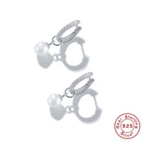 1 Pair Fashion Geometric Sterling Silver Inlay Pearl Zircon Drop Earrings sku image 14