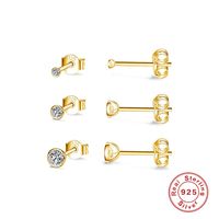Fashion Round Silver Plating Inlay Zircon Ear Studs 3 Pieces main image 1