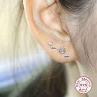 Fashion Round Silver Plating Inlay Zircon Ear Studs 3 Pieces main image 3