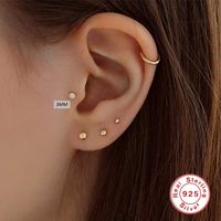 Fashion Round Silver Plating Inlay Zircon Ear Studs 3 Pieces main image 2