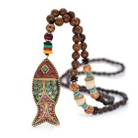 Fashion Round Fish Alloy Wooden Beads Beaded Women's Sweater Chain sku image 10