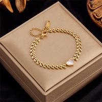 Retro Heart Shape Titanium Steel Gold Plated Shell Bracelets 1 Piece main image 2